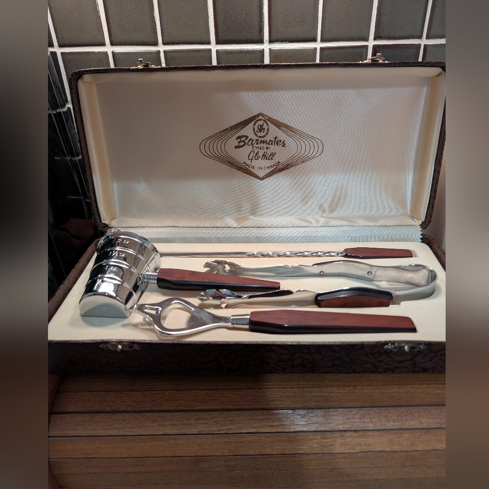 Vintage MCM Bar Set By Glo Hill